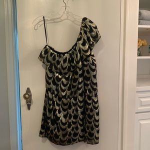 Black and Gold One Shoulder Party/Cocktail Dress